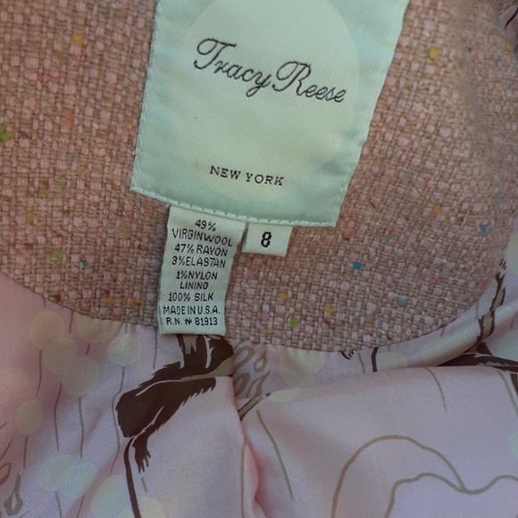 Tracy Reese Pink Wool Tweed Blazer Jacket SZ 8 - Picture 5 of 5